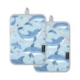 thumbnail image 1 of Pot Holders Set of 2 Heat Resistant 338℉ Kitchen Oven Gloves Potholder Cooking Baking Microwave Mitts Dolphins Pattern, 1 of 7