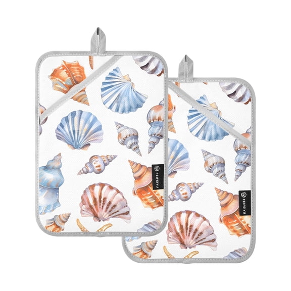 Pot Holders Set of 2 Heat Resistant 338 Kitchen Oven Gloves Potholder Cooking Baking Microwave Mitts Sea Shell Coach