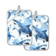 thumbnail image 1 of Pot Holders Set of 2 Heat Resistant 338℉ Kitchen Oven Gloves Potholder Cooking Baking Microwave Mitts Shark Blue, 1 of 7