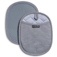 thumbnail image 1 of Pot Holders Sets of 2, Silicone Hot Pads for Kitchen,Heat Resistant Oven Mitts Pads with Pockets Non Slip Grip, Large Potholders,Trivets for Cooking, Baking,Gray, 1 of 8
