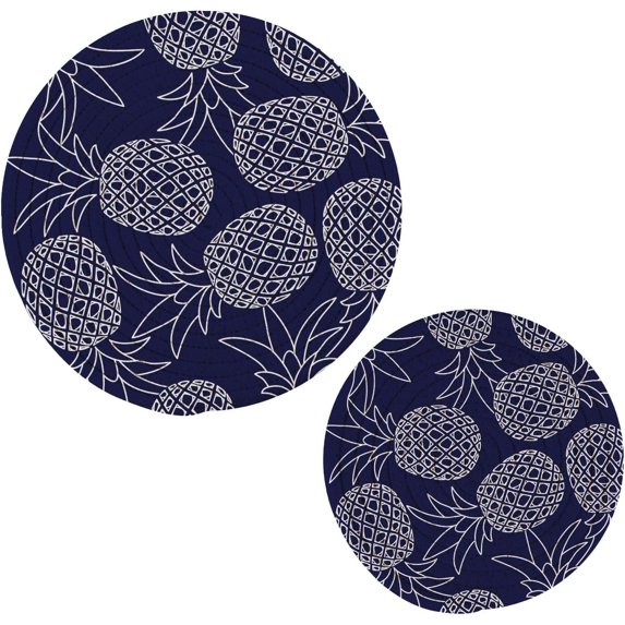 Pot Holders Trivets Set Cotton Potholders Set, Hot Pads Set of 2, Summer Pineapple Hot Pot Trivets One 9.45 Inch and One 7 Inch