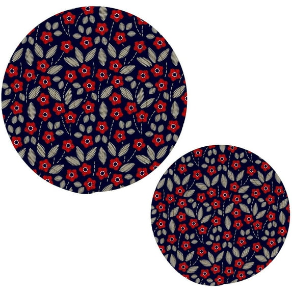 Pot Holders Trivets Set Cotton Potholders Set, Set of 2, Bohemian Floral Hot Pot Trivets One 9.45 Inch and One 7 Inch for Kitchen Pans Bowl Teapot