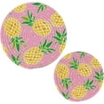 thumbnail image 1 of Pot Holders Trivets Set Pure Cotton Potholders Set, Set of 2, Pineapple Pink Hot Pot Trivets One 9.45 Inch and One 7 Inch for Kitchen Pans Bowl Teapot, 1 of 7