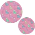 thumbnail image 1 of Pot Holders Trivets Set Pure Cotton Potholders Set, Hot Pads Set of 2, Alpaca Pattern Pink Hot Pot Trivets One 9.45 Inch and One 7 Inch Home Decor Gifts, 1 of 7