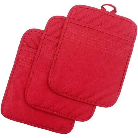 Pot Holders for Kitchen Heat Resistant, Cotton Hot Pads for Kitchen Counter Table, Kitchen Pot Holders with Pocket