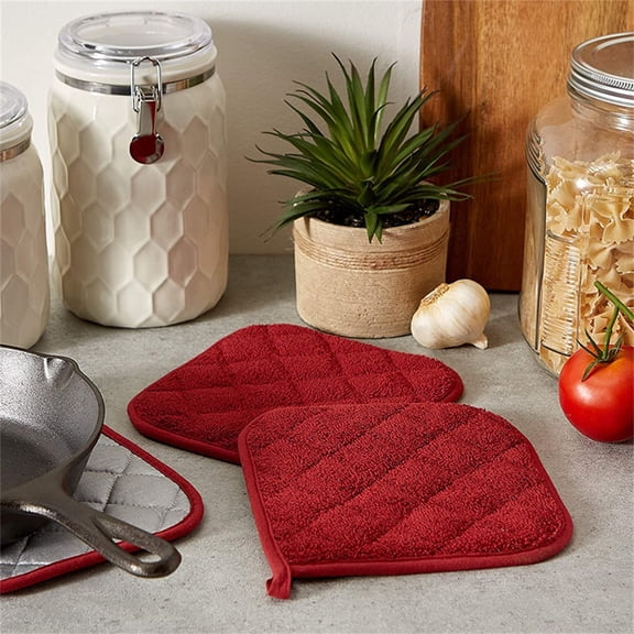 Pot Holders for Kitchen Heat Resistant Hot Pads 7×7 Inches Terry Cloth Oven Mitts Square Potholders for Cooking Baking Grilling