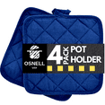 Osnell USA Heat Resistant Cooking Pot Holders 4 Pack, Navy Blue