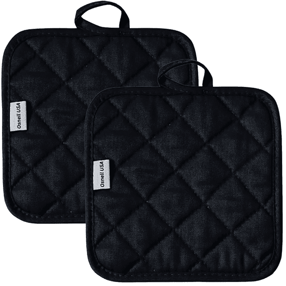 Pot Holders for Kitchen, Pack of two (2) units - Deep Black - Perfect for Trivets for hot dishes