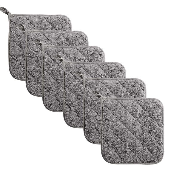 Pot Holders for Kitchen, Terry Pot Holder Set of 6, Heat Resistant Hot Pads for Cooking, Baking, Hot Dishes and Countertop Protection