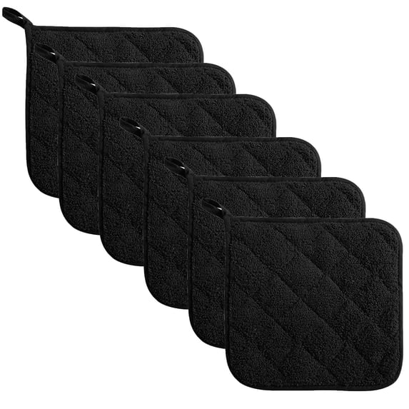 Pot Holders for Kitchen, Terry Pot Holder Set of 6, Heat Resistant Hot Pads for Cooking, Baking, Hot Dishes and Countertop Protection