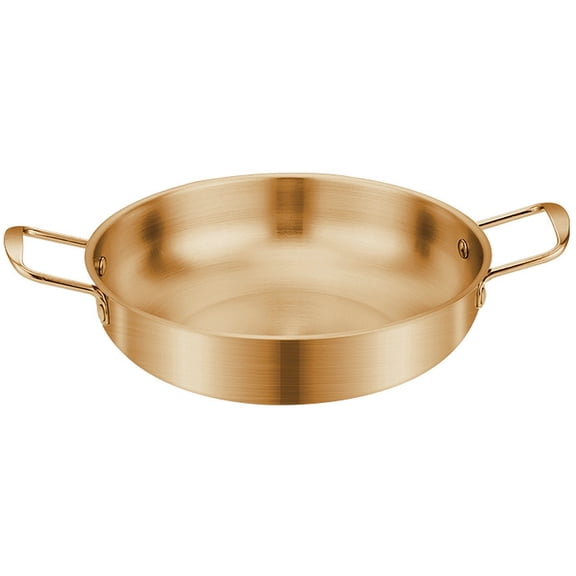 Pot for Korean Ramen and Hot Pot, 7.1-Inch Stainless Steel Double Handle Soup Pot, Professional Grade Seafood Dry Pot for Desktop Cooking and Instant Noodles, Gold or Silver, 1pc