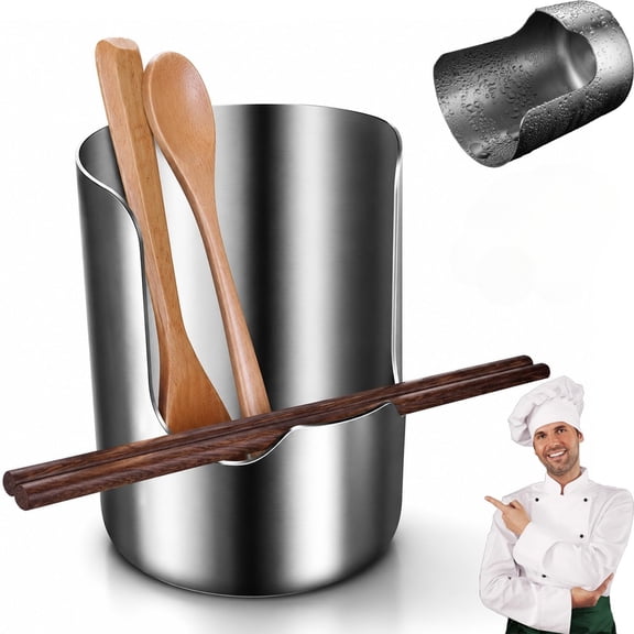 Pot Lid And Utensil Holder in Stainless Steel for home kitchen prep, spoon rest rack
