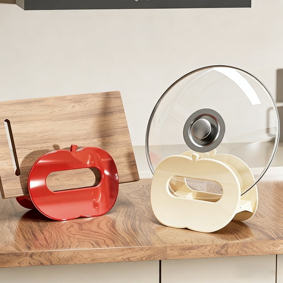 Pot Lid Cutting Board Rack, Apple-shaped Kitchen Countertop Organizer for Ventilation and Drainage, Space-saving Storage Holder for Vegetable Boards and Pan Lids, Topliu
