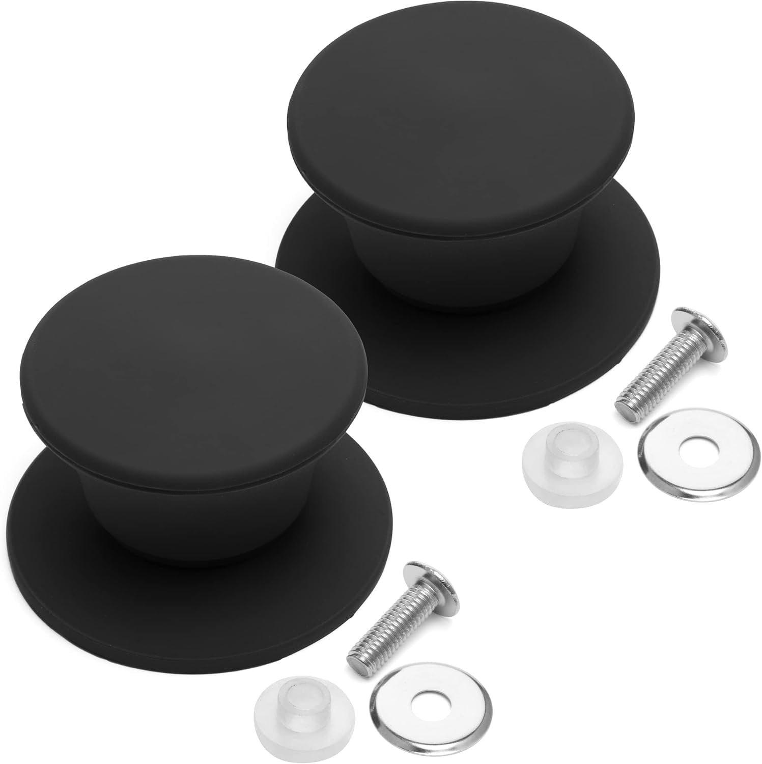 Manss Pot Lid Handle, Silicone Universal Pan Knob, 2 Pack Black ...