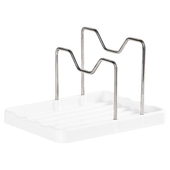 Pot Lid Holder While Cooking,2 In 1 Pot Lid Holder & Spoon Rest for Kitchen Counter,Plastic Pot Lid organizer and Spoon Rest with Tray,Kitchen Pot Cover organizer for Countertop,(A,5.9x7.87 in)
