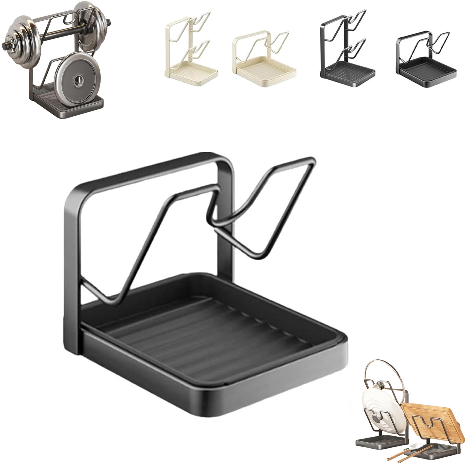 Pot Lid Holder for Kitchen Countertop, 2-in-1 Pot Lid Organizer with ...