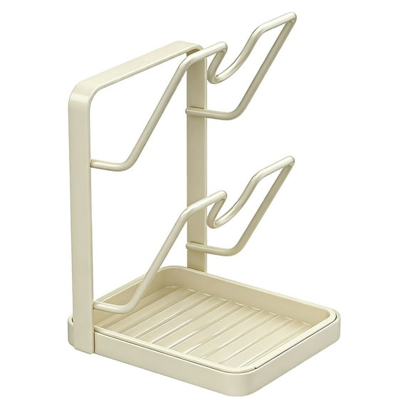 Pot Lid Holder with Spoon Rest, 2-In-1 Stainless Steel Stovetop Organizer Rack, Keeps Countertop Clean, Heat Resistant for Cooking Kitchen Utensils (1Pcs) White2