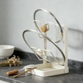 thumbnail image 1 of Pot Lid Holder, Spoon Rest, Vegetable Board Drainage Rack, Multifunctional Stainless Steel Countertop Organizer, 2-Tier Design, Space-Saving, 7.2"x5.4"x8.9", 1 of 8