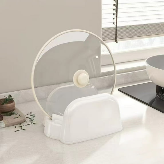 Pot Lid Holders Organizer, Plastic Pot Lid Stand, Kitchen Stove Tool Drainage Storage Rack, Multifunction Kitchen Countertop Storage Rack