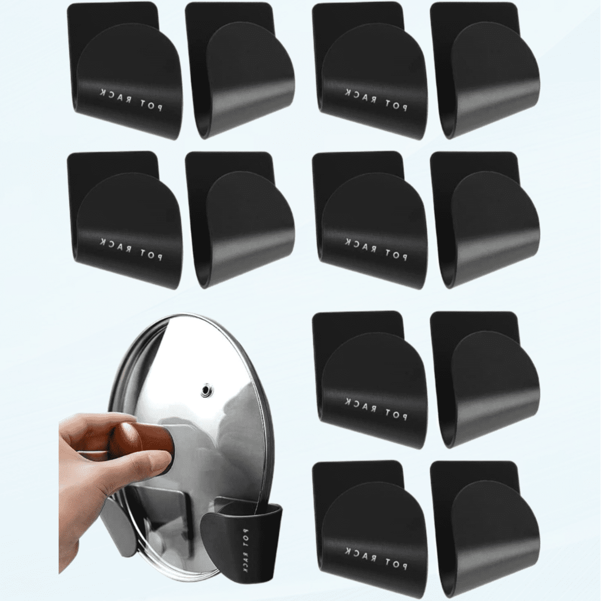 Pot Lid Organizer, 6 Pairs of Adjustable Wall Mount Pot Lid Holder