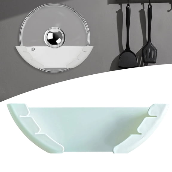 Pot Lid Organizer for Cabinet – Wall Mount or Inside Door Storage Rack for Pan and Pot Lids, Durable BPA-Free Plastic, Holds Lids up to 13 Inches, Black/White