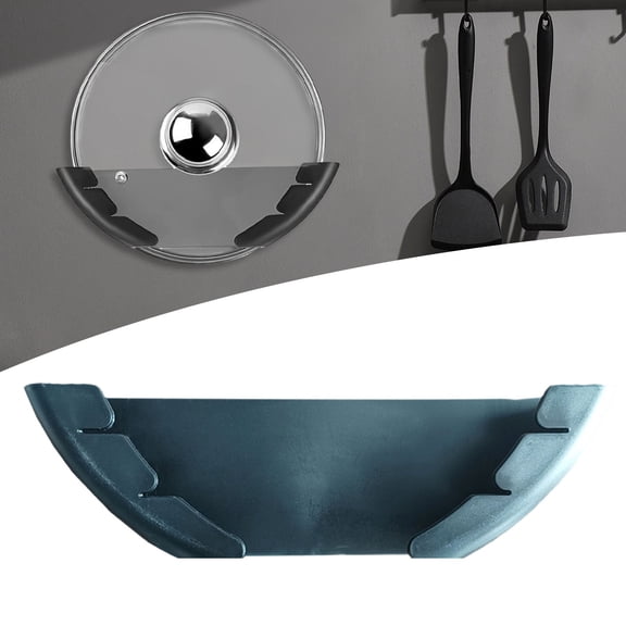 Pot Lid Organizer for Cabinet – Wall Mount or Inside Door Storage Rack for Pan and Pot Lids, Durable Plastic, 1 Pack, Black/White