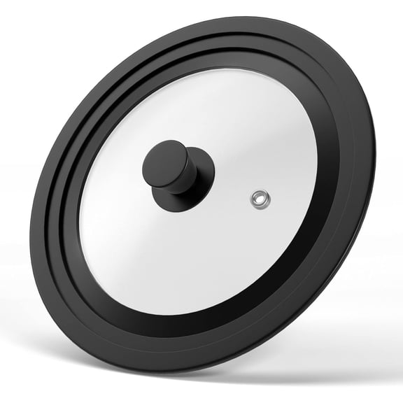 Pot Lids, Pans and Skillets, Pot Lid with Heat Resistant Silicone Rim and Tempered Glass. (BLACK, 10", 11", 12"(26-28-30cm))