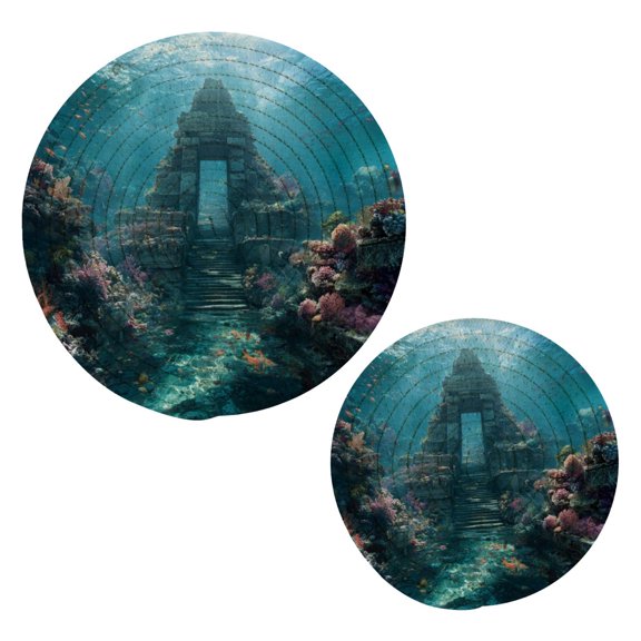 Pot Mat kitchen Pot Mat, Dining Table Pot Mat Cotton Ring Pot Mat Dining Table Protection Wear Resistant and Anti Slip Ancient Temple Ice Castle