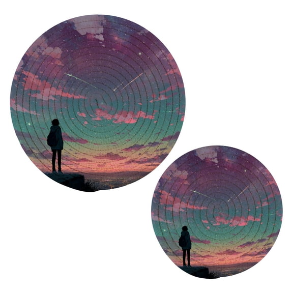 Pot Mat kitchen Pot Mat, Dining Table Pot Mat Cotton Ring Pot Mat Dining Table Protection Wear Resistant and Anti Slip Anime Bioluminescent Person