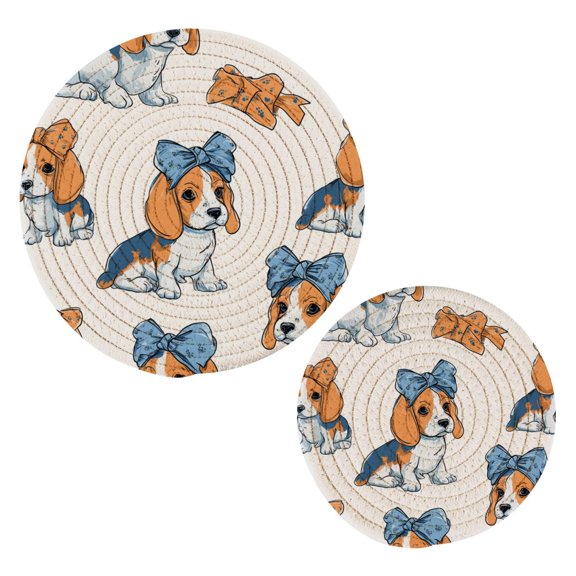 Pot Mat kitchen Pot Mat, Dining Table Pot Mat Cotton Ring Pot Mat Dining Table Protection Wear Resistant and Anti Slip Beagle