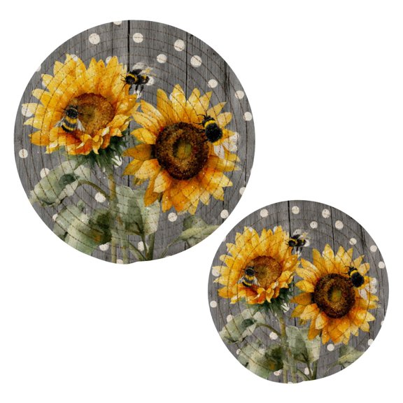 Pot Mat kitchen Pot Mat, Dining Table Pot Mat Cotton Ring Pot Mat Dining Table Protection Wear Resistant and Anti Slip Bee Sunflower