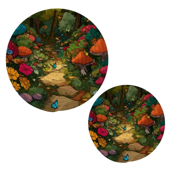 Pot Mat kitchen Pot Mat, Dining Table Pot Mat Cotton Ring Pot Mat Dining Table Protection Wear Resistant and Anti Slip Cartoon Style Forest Mushrooms