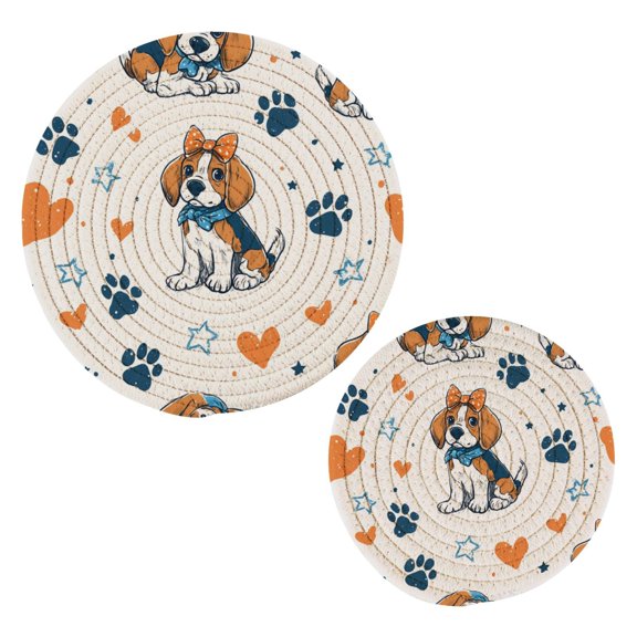 Pot Mat kitchen Pot Mat, Dining Table Pot Mat Cotton Ring Pot Mat Dining Table Protection Wear Resistant and Anti Slip Charming Beagle