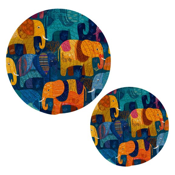 Pot Mat kitchen Pot Mat, Dining Table Pot Mat Cotton Ring Pot Mat Dining Table Protection Wear Resistant and Anti Slip Colorful Elephant Cartoon