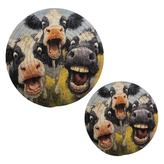 Pot Mat kitchen Pot Mat, Dining Table Pot Mat Cotton Ring Pot Mat Dining Table Protection Wear Resistant and Anti Slip Laughing Cows