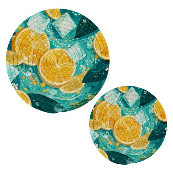 Pot Mat kitchen Pot Mat, Dining Table Pot Mat Cotton Ring Pot Mat Dining Table Protection Wear Resistant and Anti Slip Lemon Slices Ice Cubes