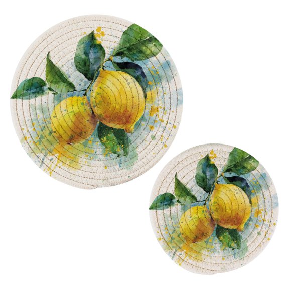 Pot Mat kitchen Pot Mat, Dining Table Pot Mat Cotton Ring Pot Mat Dining Table Protection Wear Resistant and Anti Slip Lemon