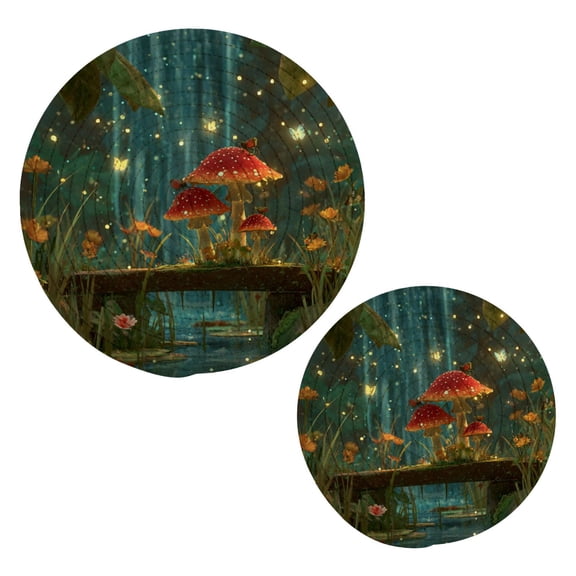 Pot Mat kitchen Pot Mat, Dining Table Pot Mat Cotton Ring Pot Mat Dining Table Protection Wear Resistant and Anti Slip Moonlight Waterfall Mushroom