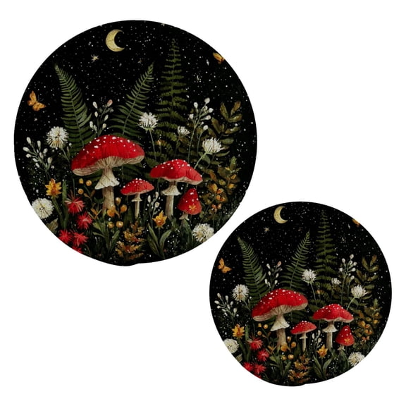 Pot Mat kitchen Pot Mat, Dining Table Pot Mat Cotton Ring Pot Mat Dining Table Protection Wear Resistant and Anti Slip Mushroom Forest Night Glow
