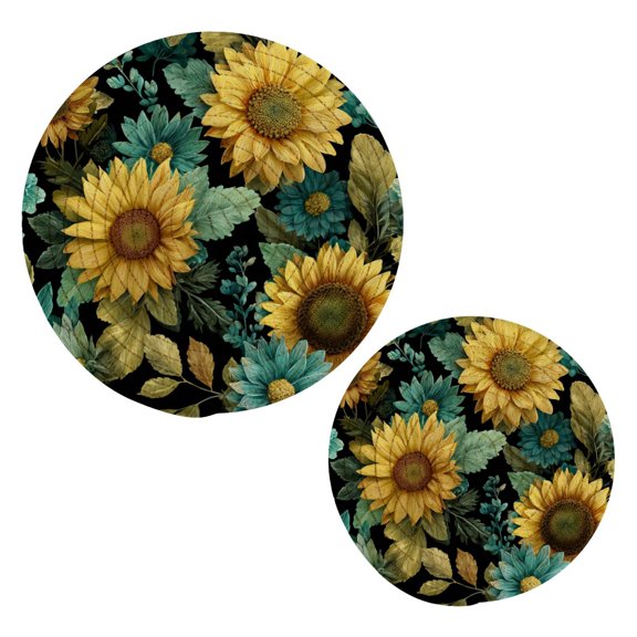 Pot Mat kitchen Pot Mat, Dining Table Pot Mat Cotton Ring Pot Mat Dining Table Protection Wear Resistant and Anti Slip Sage Leaf Sunflowers