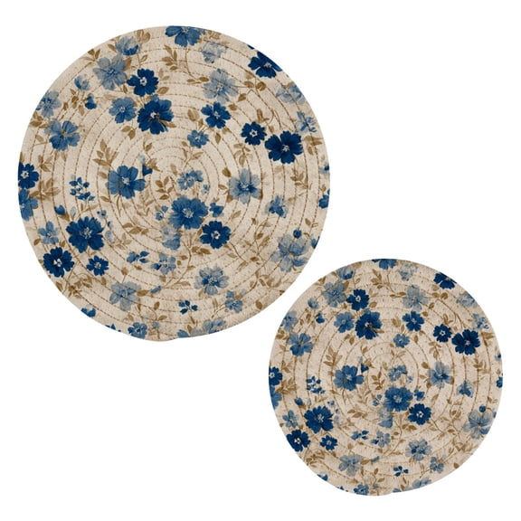 Pot Mat kitchen Pot Mat, Dining Table Pot Mat Cotton Ring Pot Mat Dining Table Protection Wear Resistant and Anti Slip Shabby Chic Floral Beige Cream