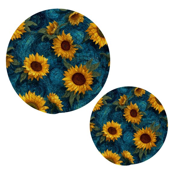Pot Mat kitchen Pot Mat, Dining Table Pot Mat Cotton Ring Pot Mat Dining Table Protection Wear Resistant and Anti Slip Sunflower Float Blue Botanical