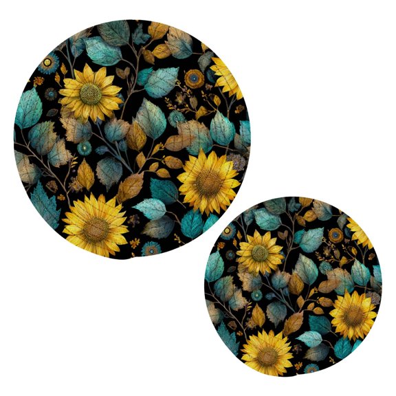Pot Mat kitchen Pot Mat, Dining Table Pot Mat Cotton Ring Pot Mat Dining Table Protection Wear Resistant and Anti Slip Yellow Sage Leaf Pattern