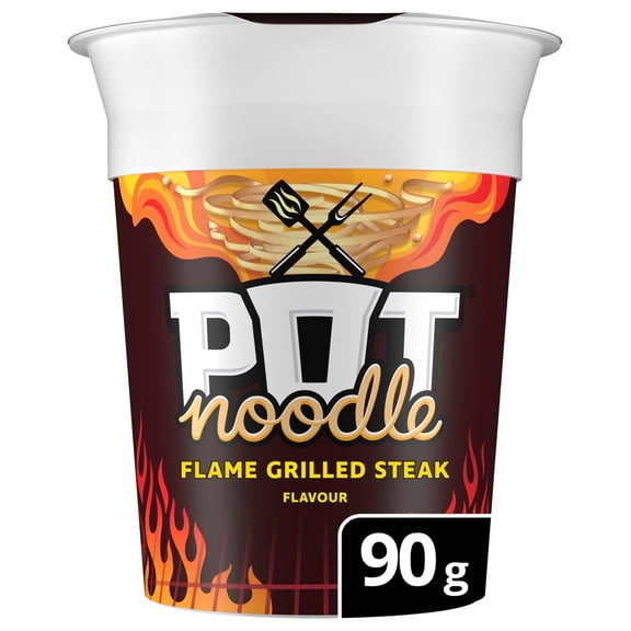 Pot Noodle Flame Grilled Steak 90G, Imported from Britain