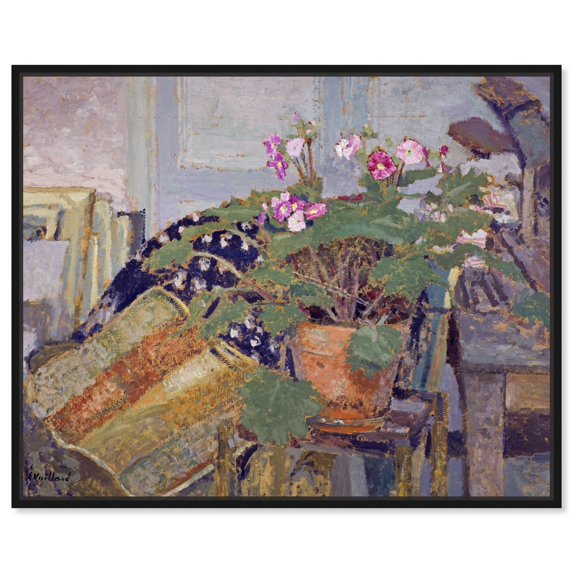 Pot Of Flowers Canvas Vintage Farmhouse Wall Art by Art Remedy, Black Frame, 45" x 36"