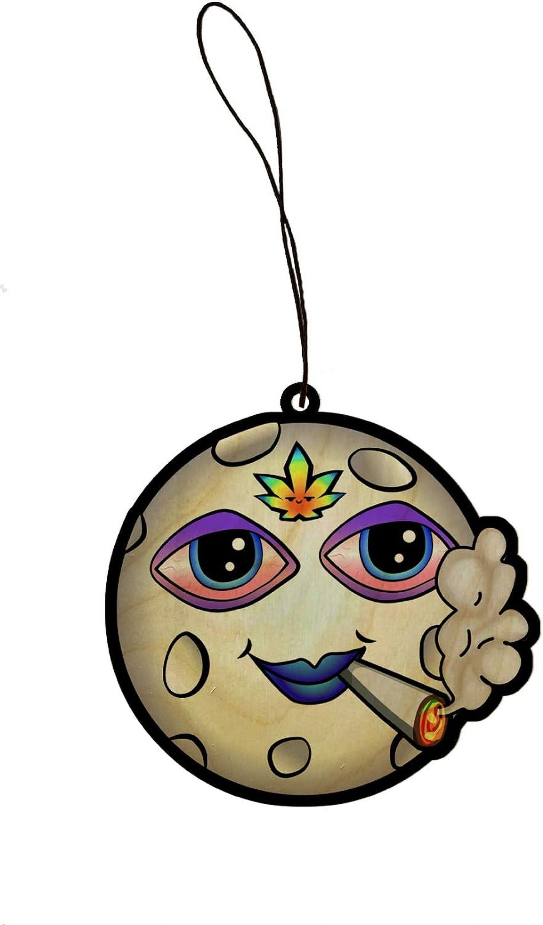 Pot Pals Happy Smiling Moon Space Stoner Friend Engraved Printed Wooden