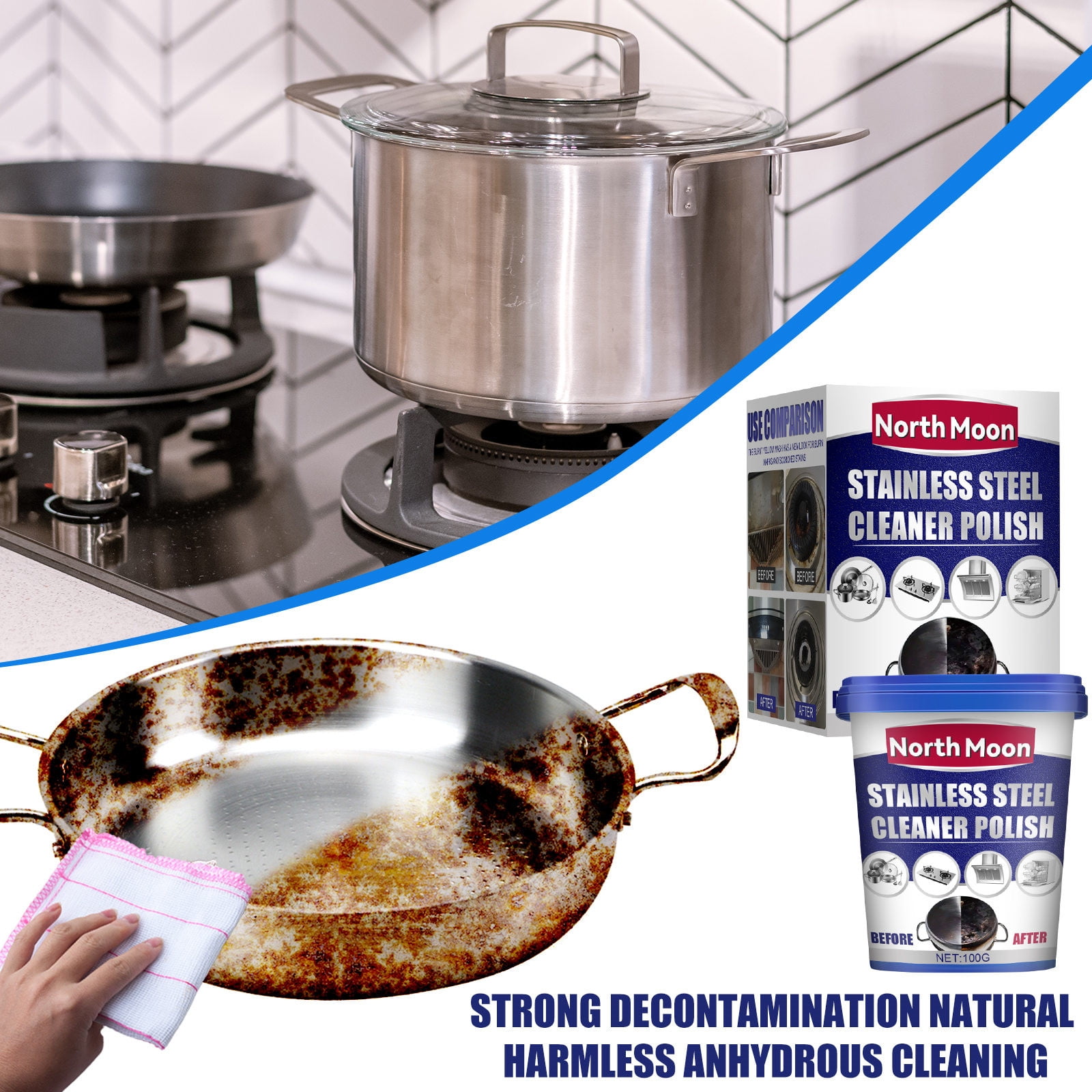 Pot and Pan Cleaner Stainless Steel Cleaning Paste, Stainless Steel