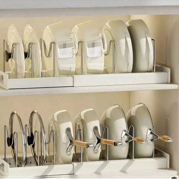 Pot And Pan Organizer 1pc Ultimate Kitchen Organizer - Space-Saving Expandable Shelf With Pot Lid Holder, Utensil Rack, Dish Drainboard, & Pull-Out Drawer For Tidy Cooking