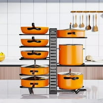 Pot and Pan Organizer Under $5! Kadlawus Pots and Pans Organizer for Cabinet, 8 Tier Adjustable Pot Rack with 3 Modes, Kitchen Storage Rack for Cookware Lids