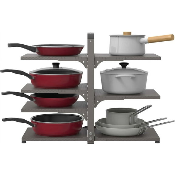 Pot and Pan Organizer Rack for under Cabinet, Heavy Duty Pot Pan Rack under Sink Organizers and Storage, Pot lid organizer, Kitchen Cabinet Organizer with 7 Adjustable Shelves